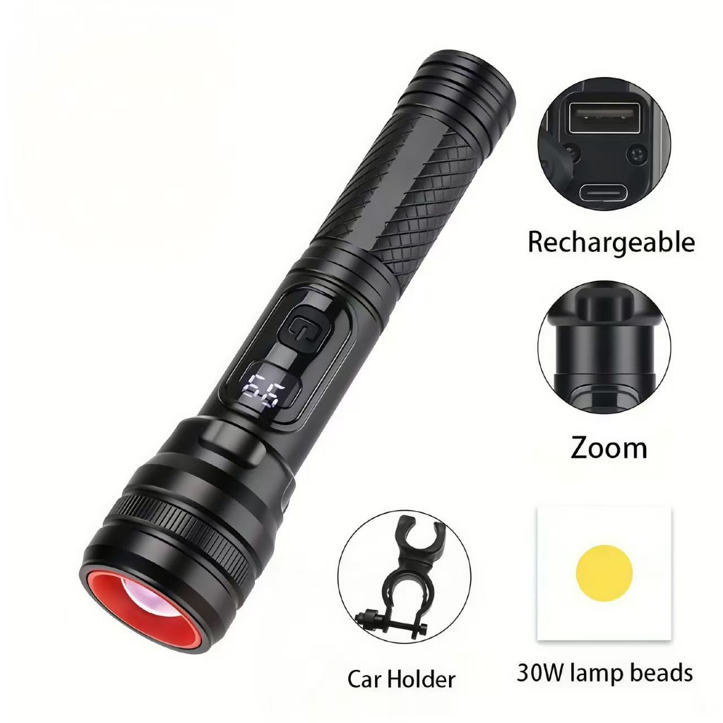 Lanterna Tatica Led W100 Ecooda 10000 Lumens Com Fogo Ajustavel Recarregavel Camping Lâmpada De Iluminação De Longa