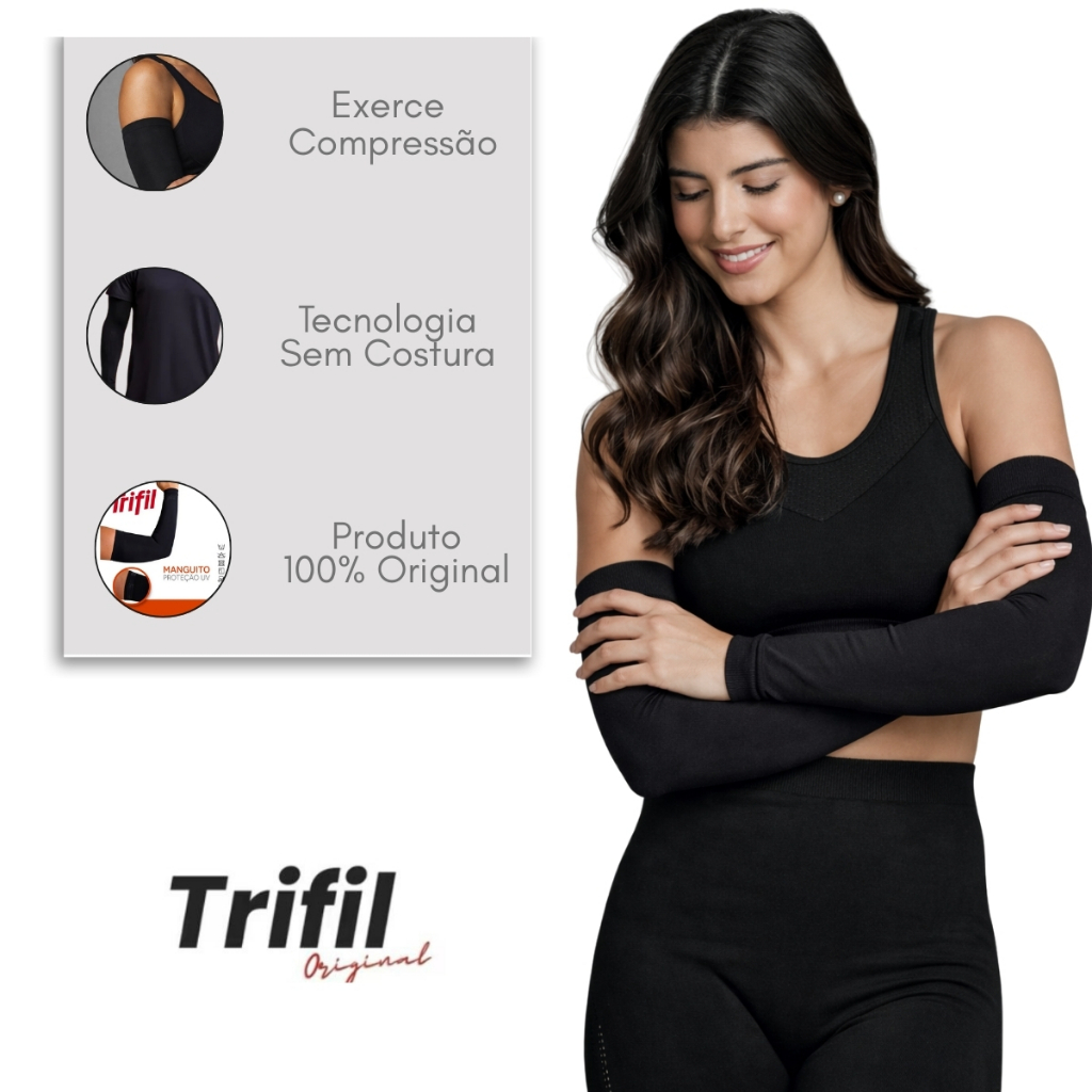 Manguito Trifil Original Par Unissex Proteção Solar UV 50+ Mangote Esprotivo Segunda Pele.