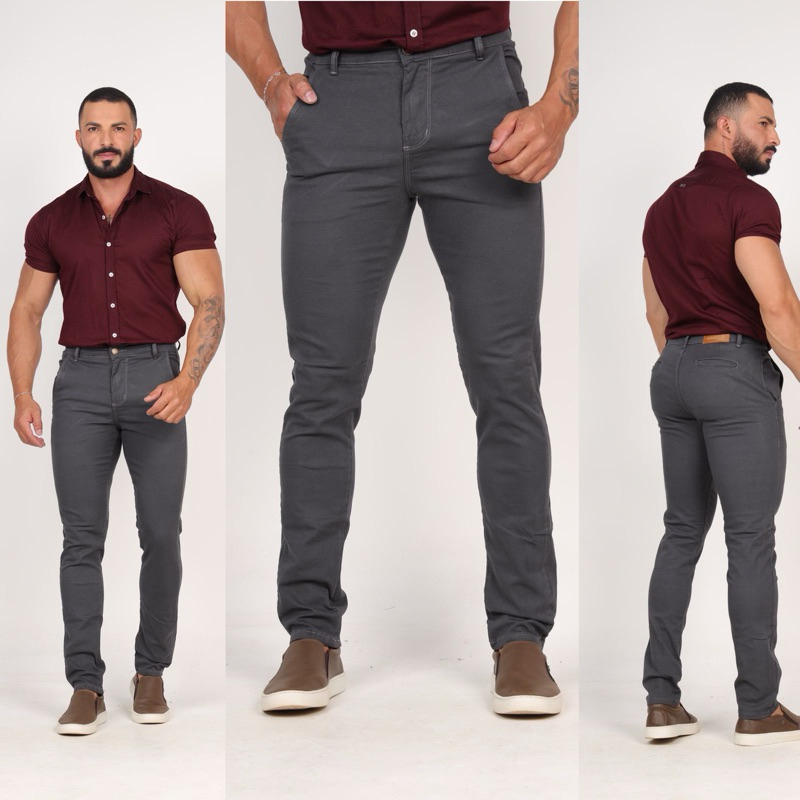 Calça Masculina Brim SARJA COM LYCRA ESPORT FINO ESTILO MODERNO Calça Masculina Alfaiataria