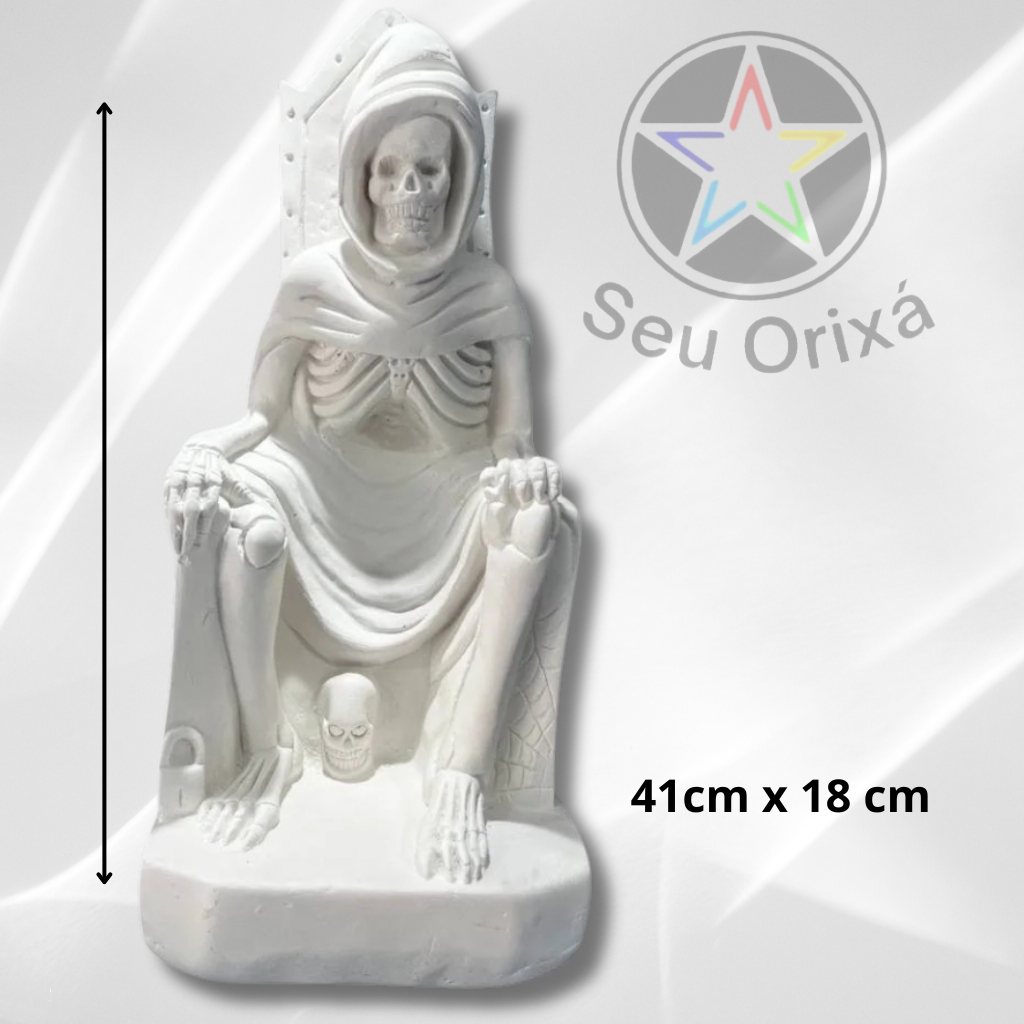 Imagem em Gesso Orixás Exu Tata Caveira 40 cm