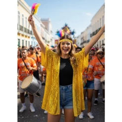 Roupas Acessorios Carnaval Kimono Fantasia Feminino Masculino Paetê Bloquinho Festival Música Rock