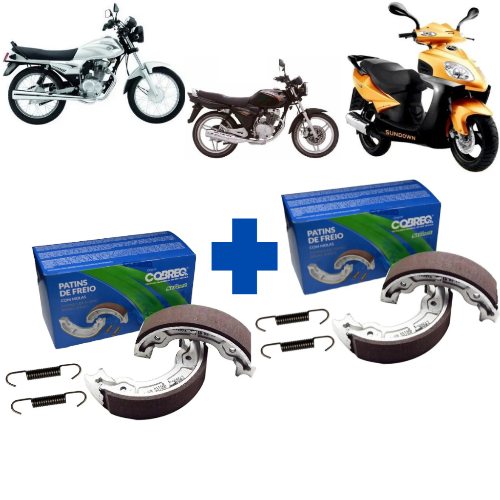 Kit Patim Lona Freio DIANTEIRO e TRASEIRO Cobreq  Sundown  HUNTER 125 -  MAX 125 SE -  FUTURE 125