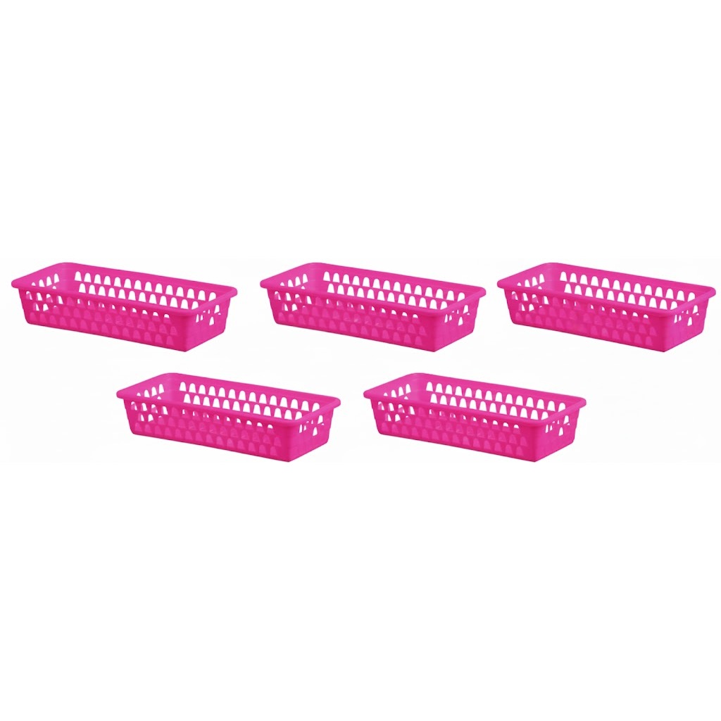 Kit 5 Cesto Organizador Multiuso Gaveta Retangular Grande Armario Prateleira