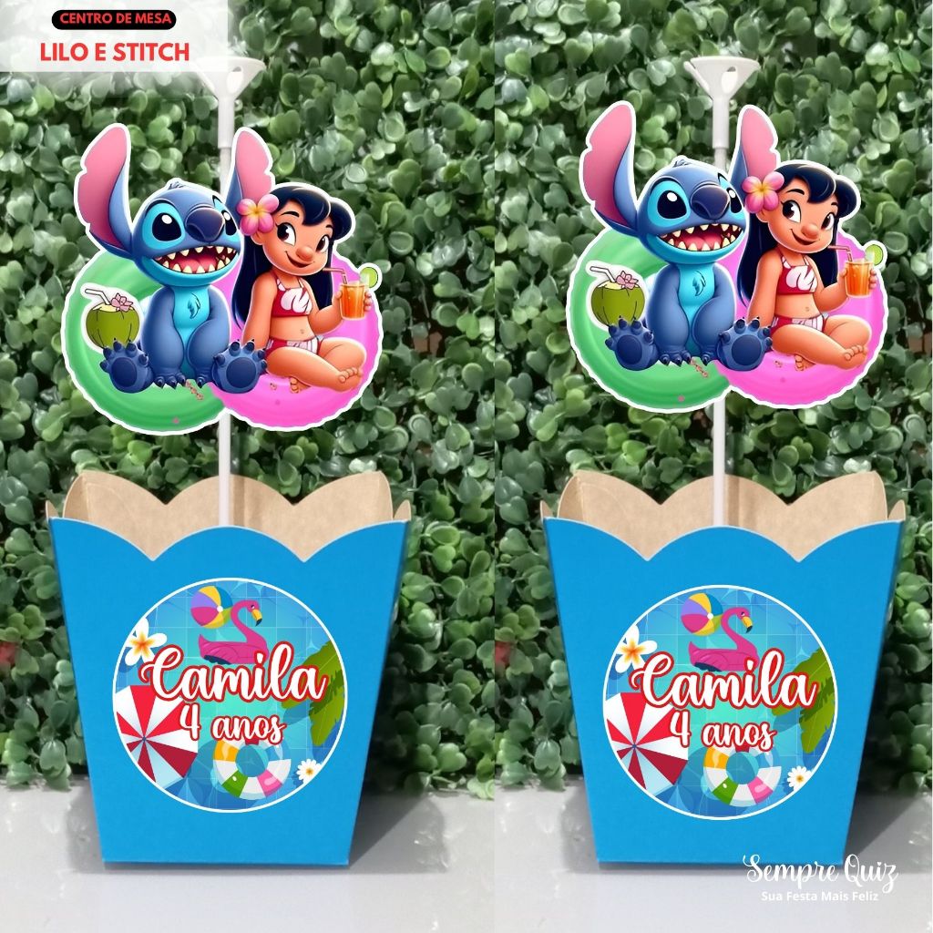 Centro de mesa LILO E STITCH | Cachepô GRANDE | Lembrancinha | Centro de mesa personalizado lilo e stitch