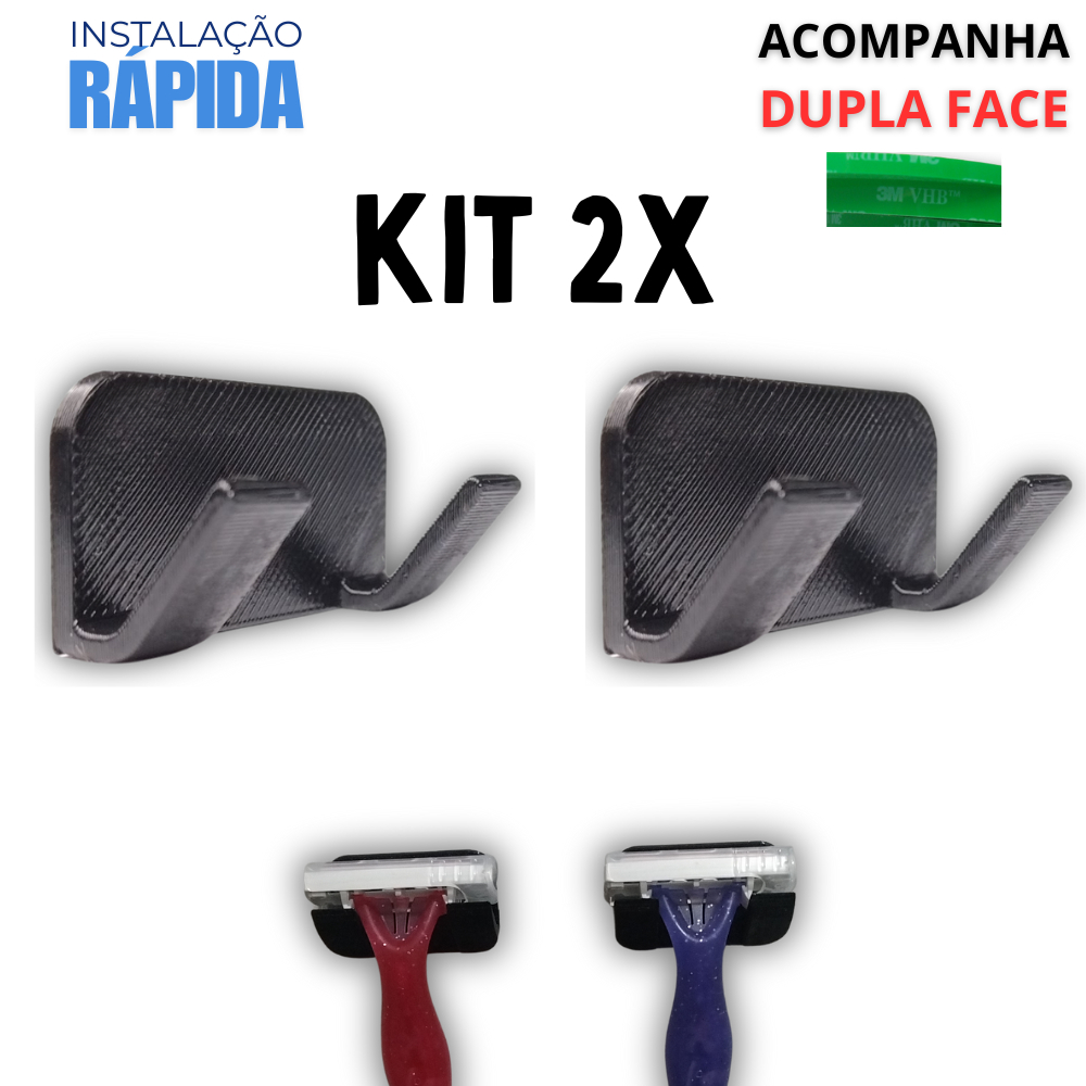 KIT 2 Suporte para Barbeador Adesivo - Instalação Rápida Banheiro