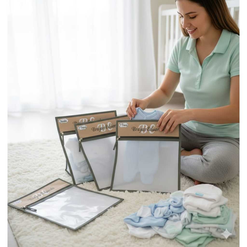 Kit Saquinhos Organizadores para Maternidade personalizado com nome em Oferta na Shopee