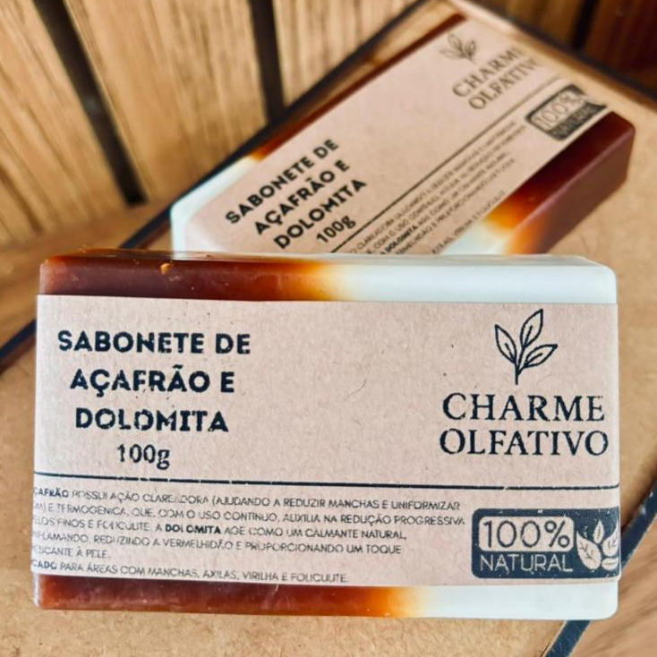 Kit Sabonete de Açafrão e Dolomita Artesanal 100g - Depila e Clareia a Pele em Oferta na Shopee