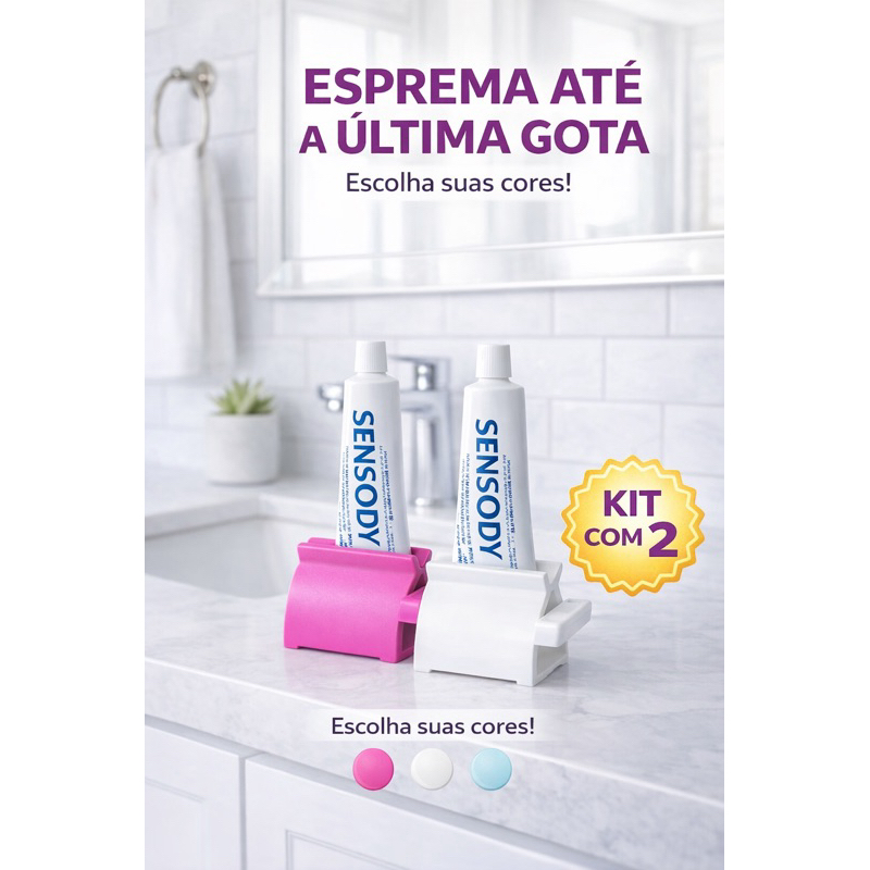 ESPREMEDOR INTELIGENTE DE PASTA\POMADA,SEM DESPERICIO, SUPORTE ORGANIZADOR DE PIA DE BANHEIRO