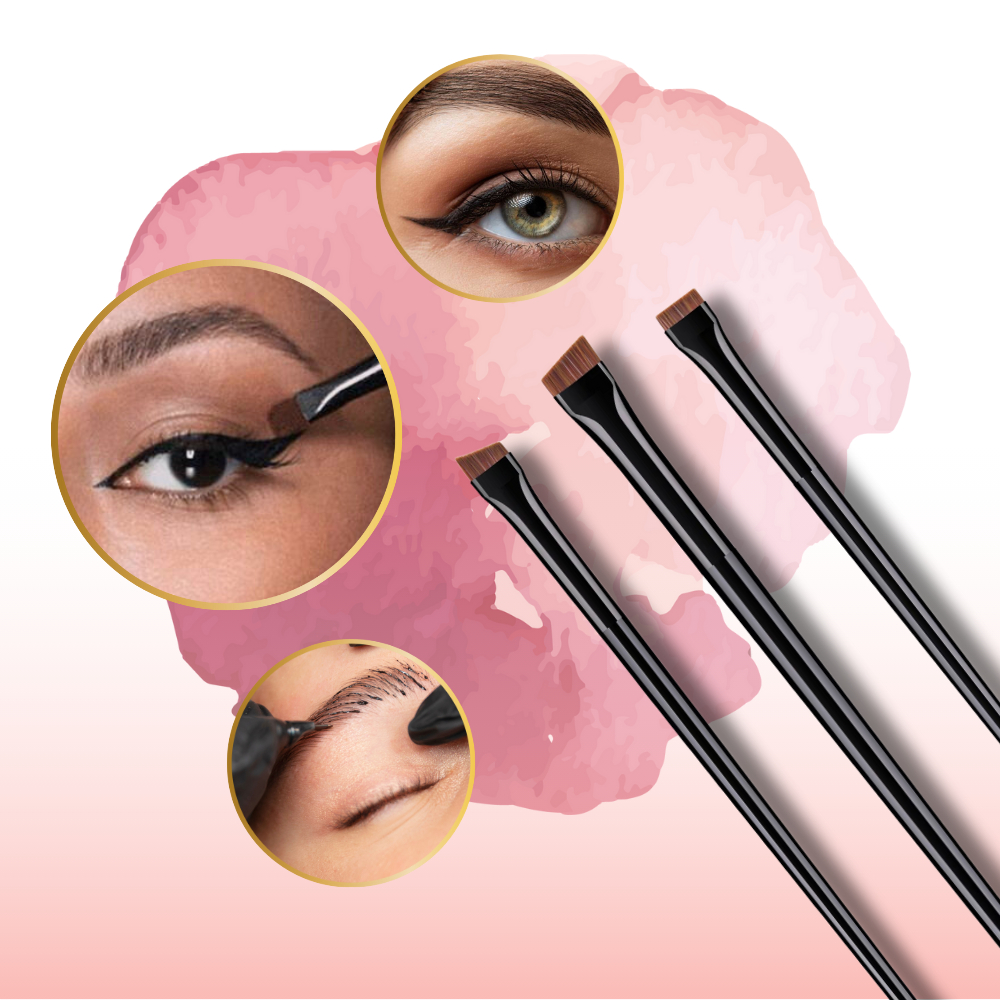 Kit 3 Pincel Chanfrado Profissional Design Sobrancelha Henna