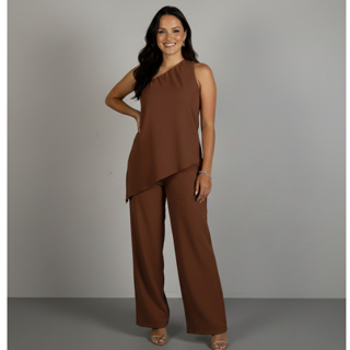 Conjunto Blusa Nula Manga Caimento Assimétrico Crepe Calça Pantalona Ombro Só Alfaiataria P ao GG PROMOÇÃO BARATO em Oferta na Shopee