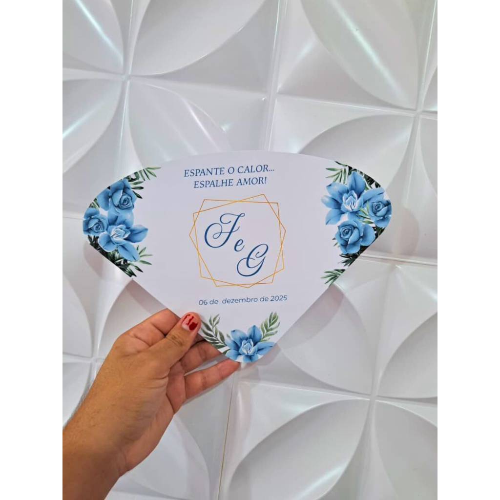 Ventarola Leque para Casamento Personalizado com Nomes e Data