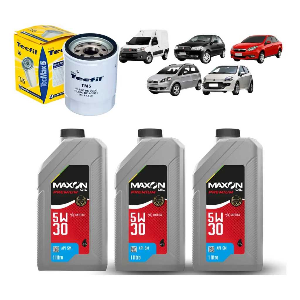Kit Troca De Oleo maxon 5w30  + Filtro Óleo Fiat Fire Palio Uno 3 litros