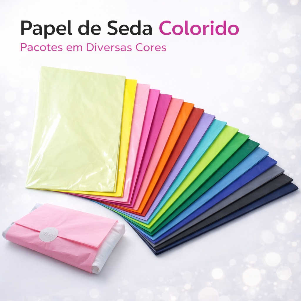 Papel de Seda Colorido Premium 60x48cm - 100 Folhas Grandes Para Roupas Artesanato Trabalho Escolar e Pipa em Oferta na Shopee