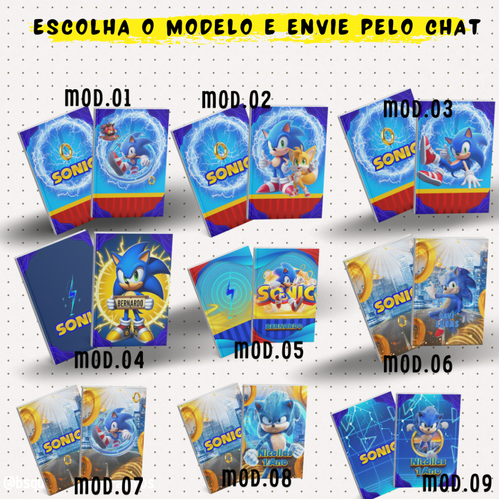 Capa para caderno SONIC Laminada! Adesivos para Caderno SONIC
