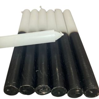 Vela palito bicolor - branca e preta - 18cm meio Kg com 16 unidades em Oferta na Shopee