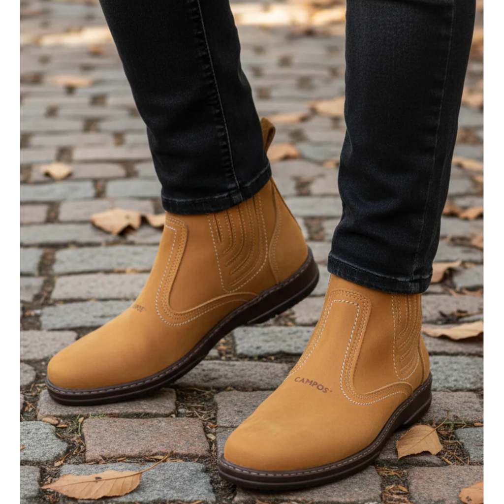 Bota Butina Country Masculina Cor Amarelo Castor Linha Agro Agropecuaria Agronegocio Leve Macia 2520