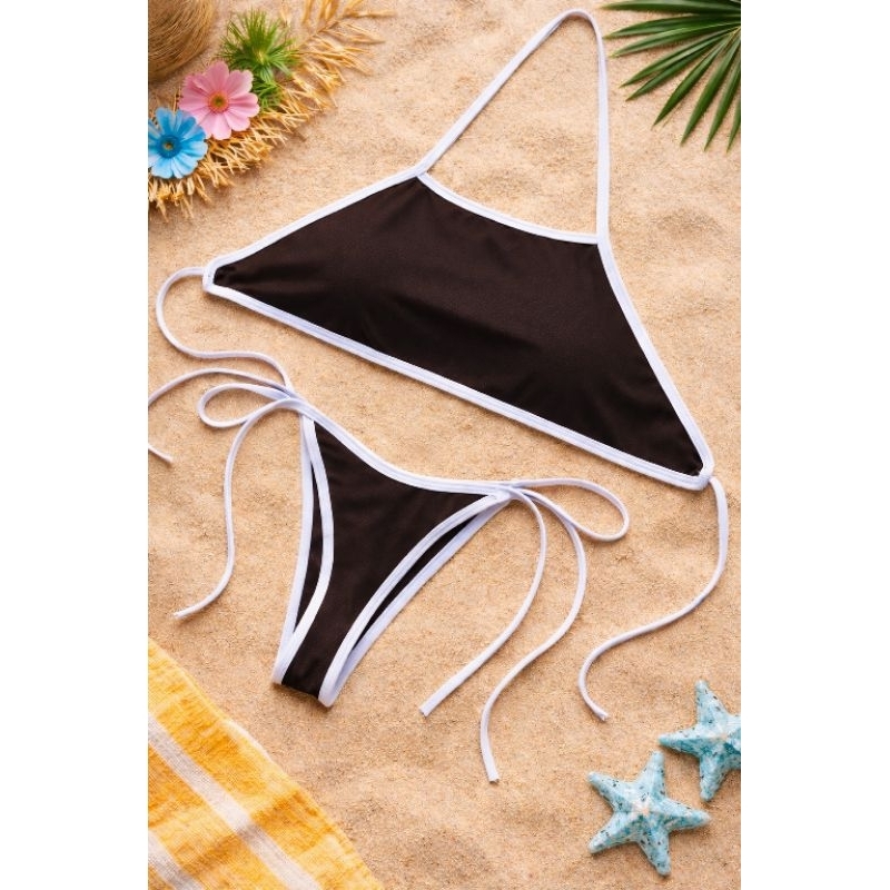 BIQUÍNI CROPPED CARIBE COM  CALCINHA DE AMARRAR BIQUÍNI ESTILO GRINGA TODO DUPLO NO SUPLEX