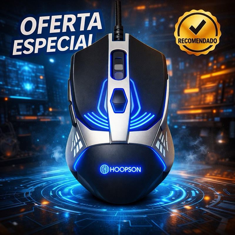 Mouse Gamer RGB LED Ergonômico com Switch Omron, Alta Precisão, USB, Ideal para FPS e MOBA