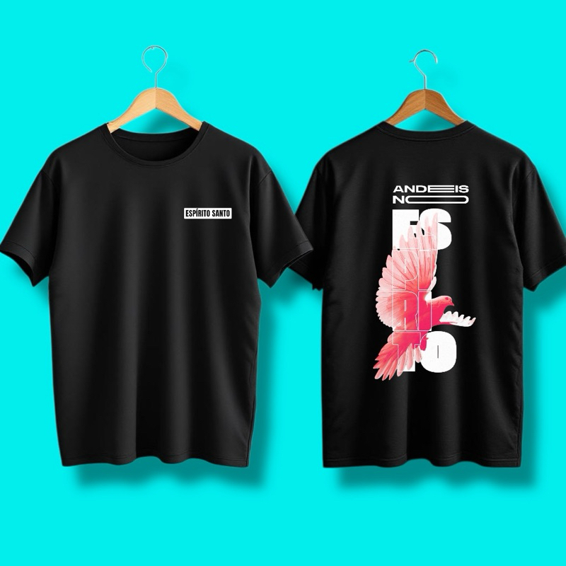 Camiseta Gospel Preta Espírito Santo Andeis no Espírito Camisa Cristã Unissex Fé