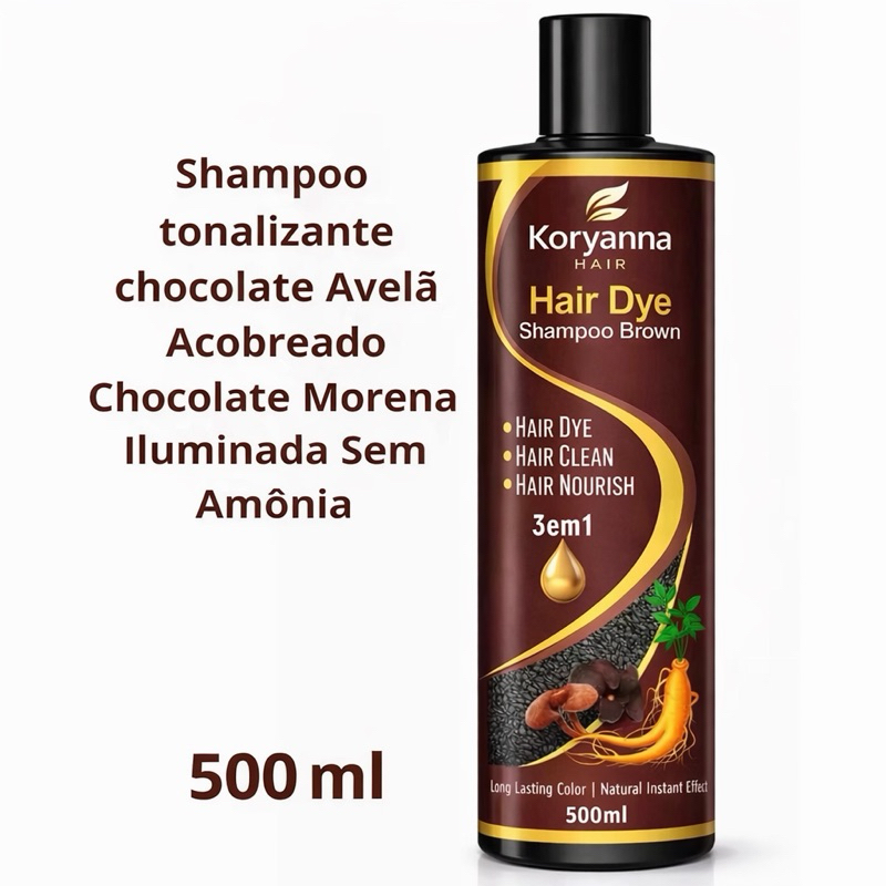 Shampoo Tonalizante Chocolate Avelã Acobreado Morena Iluminada Sem Amônia 500g em Oferta na Shopee