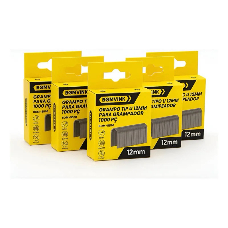 Kit 3.000 Grampos Tipo U 12mm Para Grampeador Tapeceiro Fios e Telas 3 mil grampos