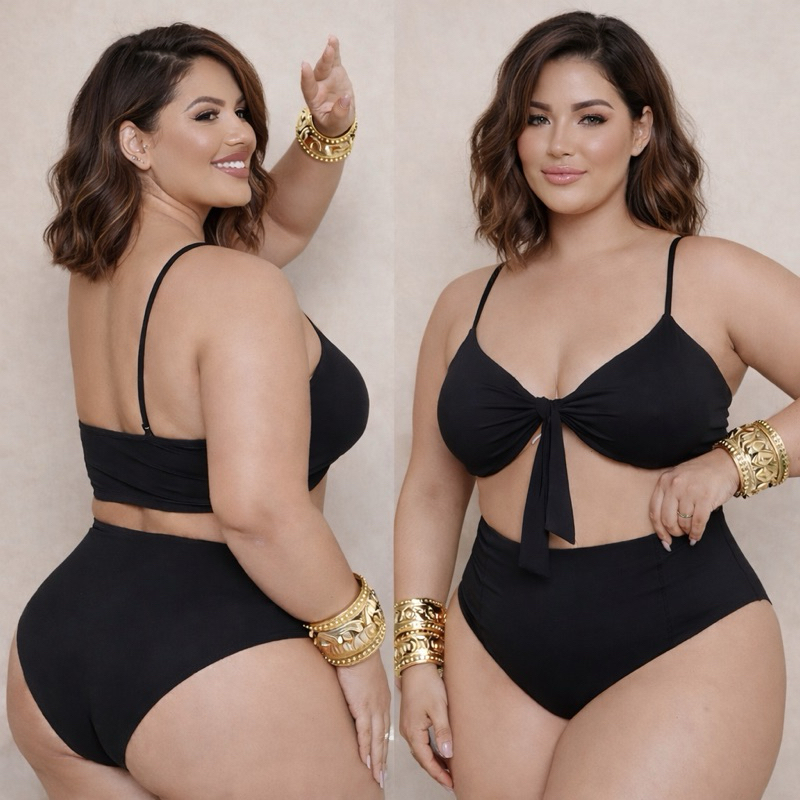 Biquini plus size feminino cintura alta hot pant moda praia bojo elegante verão piscina confortavel