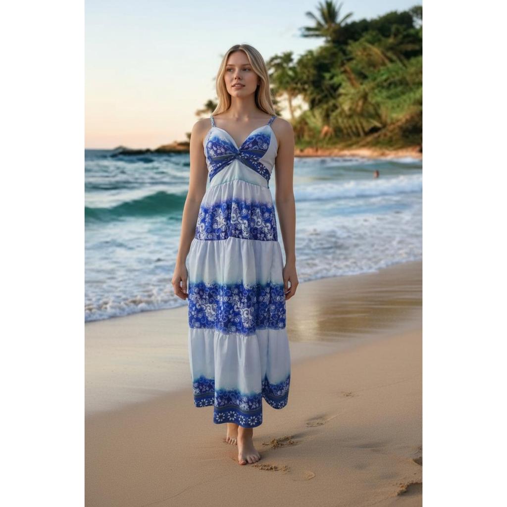 Vestido Estampado Longo em Crepinho, Rubra Essencia