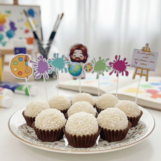 TOPPER DOCINHOS/ CUPCAKE MAIOR PINTOR DO MUNDO em Oferta na Shopee