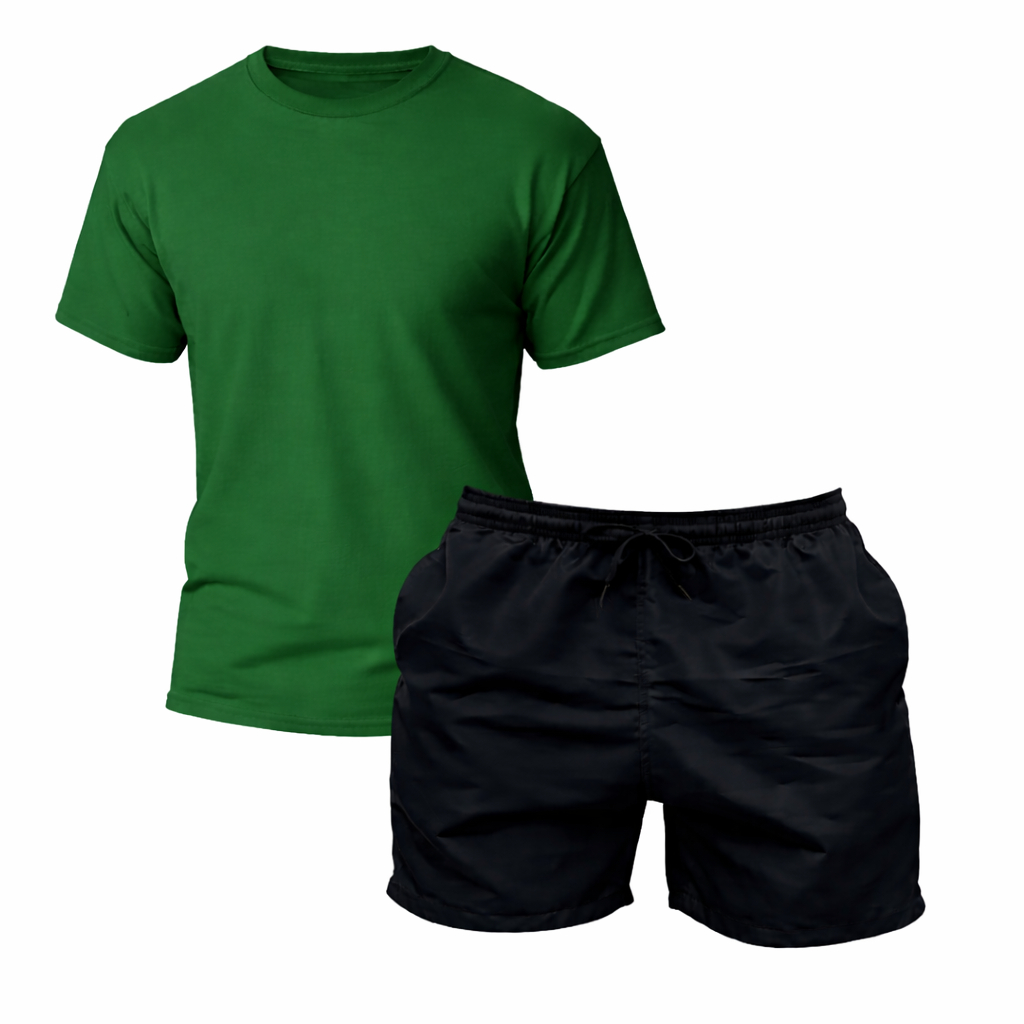 Conjunto Camiseta Masculina + Bermuda Tactel Estilo Praia Mauricinho Moda Casual Academia