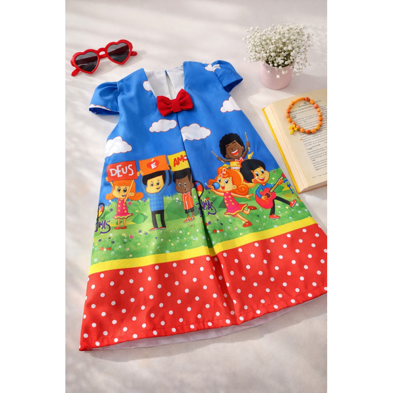 Vestido temático  3 Palavrinhas em Oferta na Shopee