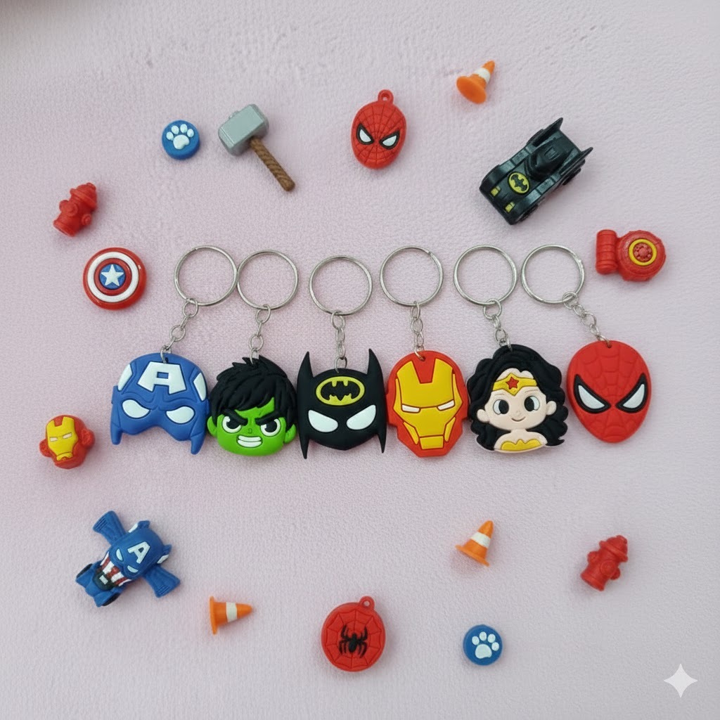 Chaveiro Marvel Homem Aranha Capitao America Homem De Ferro Batman Hulk Mulher Maravilha Kit 10/50