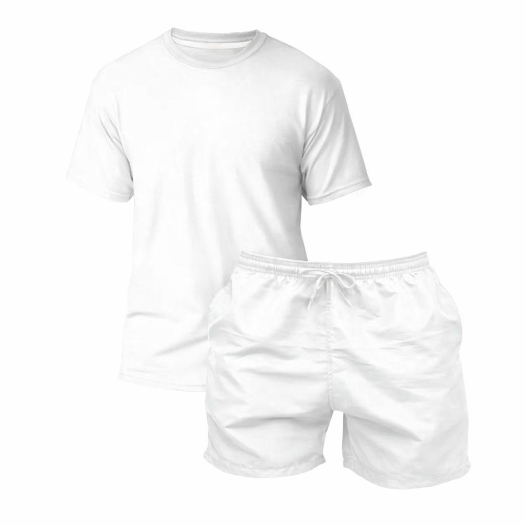 Conjunto Masculino Camiseta Liso + Short Tactel Praia Moda Casual Academia Mauricinho Blusa 100% Algodão