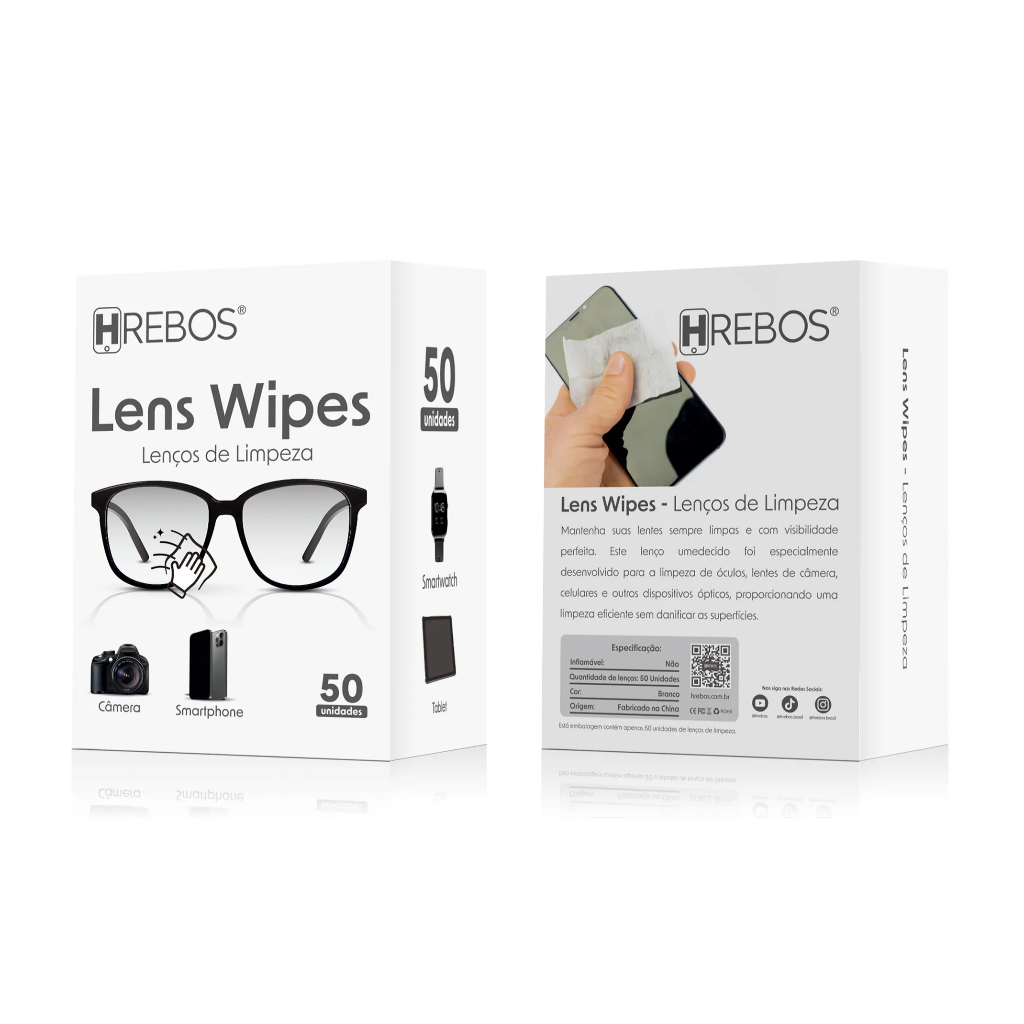 Lenços De Limpeza Wipes Para Óculos , Tablet ,Smartphones, Câmera, Smartwatch. Contém 50 Unidades Ou 100 Unidades em Oferta na Shopee