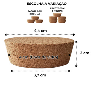 Rolha / Tampa de Cortiça 3,7 x 4,4 x 2cm Vidro Boca 4cm em Oferta na Shopee