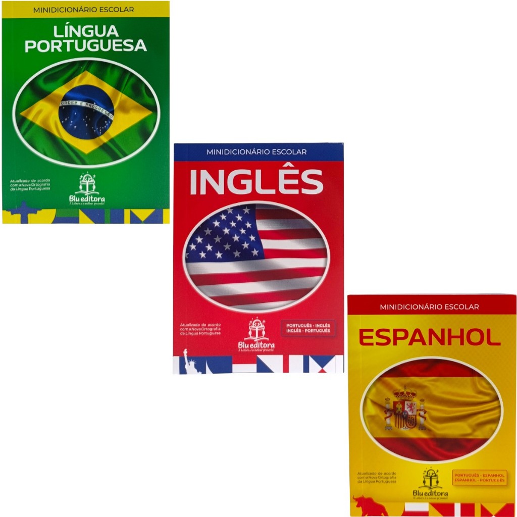 Minidicionário Escolar Português, Inglês e  Espanhol - Blu Editora