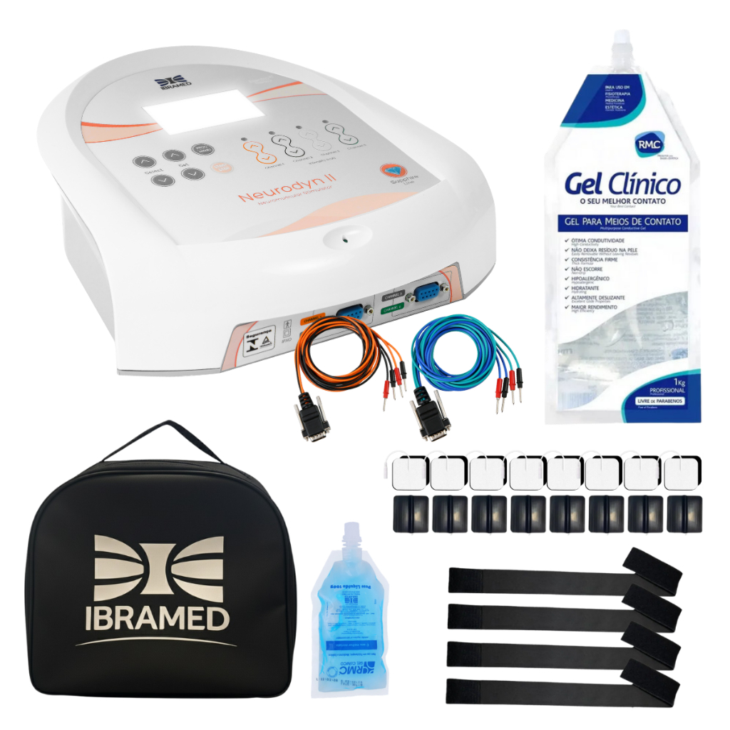Neurodyn II Correntes TENS FES e Russa 4 Canais Eletroestimulador p/ Fisio e Estética