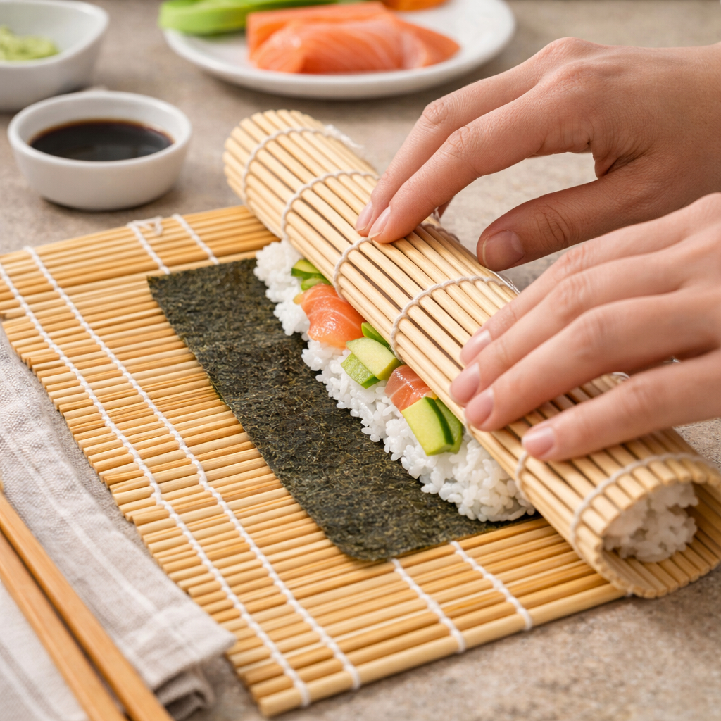 Esteira de Sushi Bambu 24x24cm | Ideal para Sushi, Temaki e Comida Japonesa - HM9108 em Oferta na Shopee