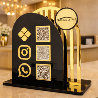 Placa Leitura 3 QR Code Acrílico Prática e Rápido Personalizada com Logotipo em Oferta na Shopee