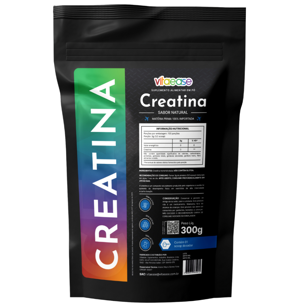Creatina Monohidratada 100% Pura | Vitaease | Suplemento Alimentar em Pó