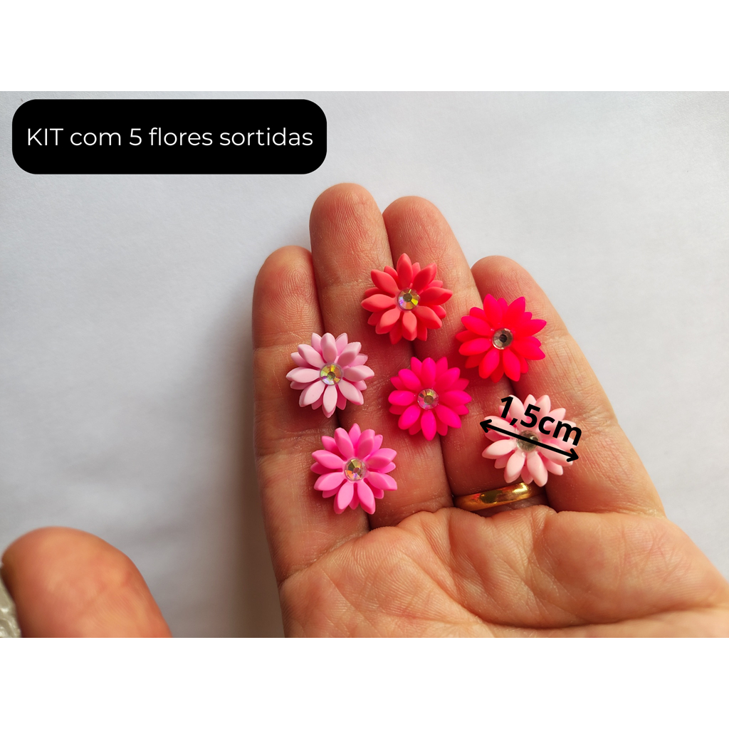 KIT (5 unidades) - Enfeite de chimarrrão/tererê/vaso de plantas Mini Flor 1,5cm em Oferta na Shopee