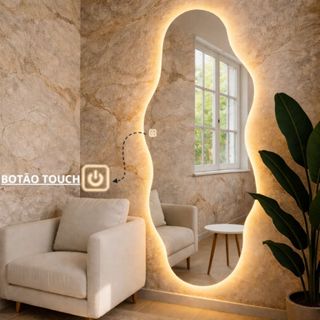 Espelho Com Led Grande Corpo Inteiro Touch Screen Sala Quarto Orgânico em Oferta na Shopee