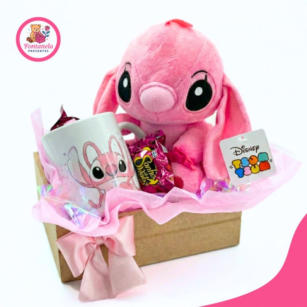 Kit Presente Angel Stitch com Caneca + Pelúcia 20cm + Chocolates  Sonho De Valsa – Fofo e Criativo