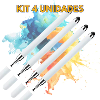 KIT 4 Caneta Stylus 2 em 1 Toque Celular E Tablet Ponta Borracha iPad iPhone Caneta de Tela Touch Ce