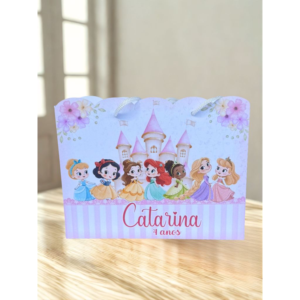 SACOLINHA Personalizada PRINCESAS | Sacola | Lembrancinha | Decoração | Aniversário | PEGUE E MONTE