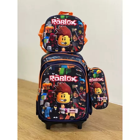 Roblox | Kit Mochila Escolar Infantil com Rodinhas + Lancheira + Estojo em Oferta na Shopee