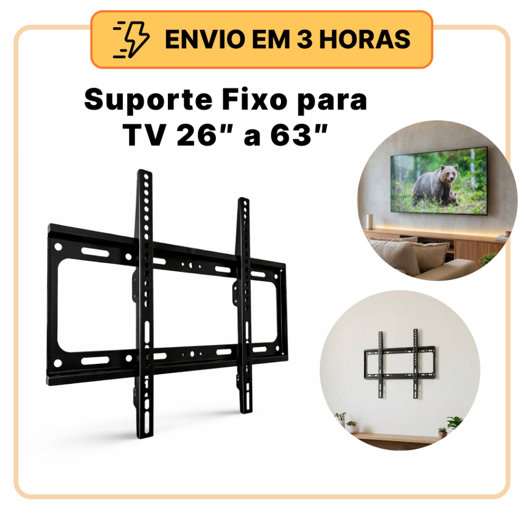 Imagem Suporte Fixo Para TV 26 a 63 Polegadas - Universal Compatível com Televisão LCD LED OLED QLED