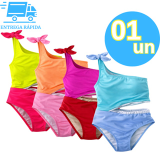 Maiô Infantil Proteção Solar UV50+ Menina Moda Roupa de Praia Banho Natação Estampado Desenhos em Oferta na Shopee