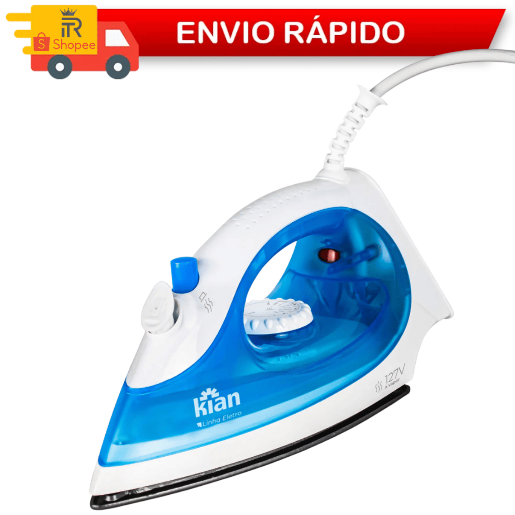 Ferro De Passar Roupas À Vapor Para Camiseta Camisa Roupa Blusa Casa FPV-100 Azul - Kian