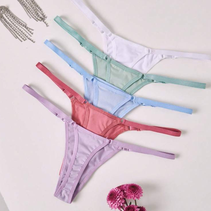 Kit C/ 5 Calcinha FIO DENTAL de Microfibra com Regulagem Tanga Sensual Lingerie Sexy