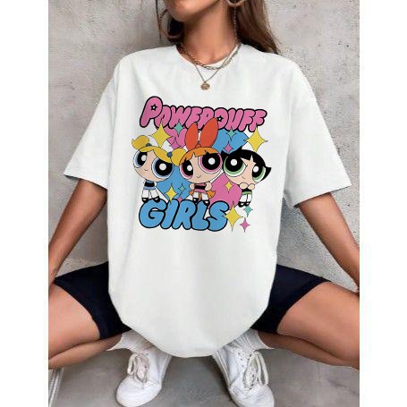 Camiseta Desenho Meninas Super Poderosas Lindinha Florzinha Docinho Camisa 100% Algodão Macia e Confortável Casual